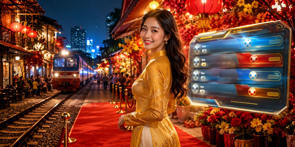 Phụ nữ mặc áo dài Hà Nội sử dụng thiết bị để truy cập nền tảng cá cược trực tuyến